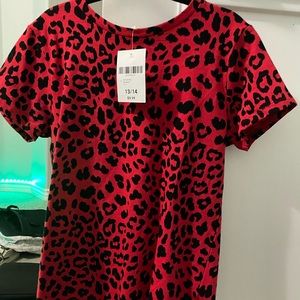 Forever 21 girls 13/14 Red and Black Cheetah Tee